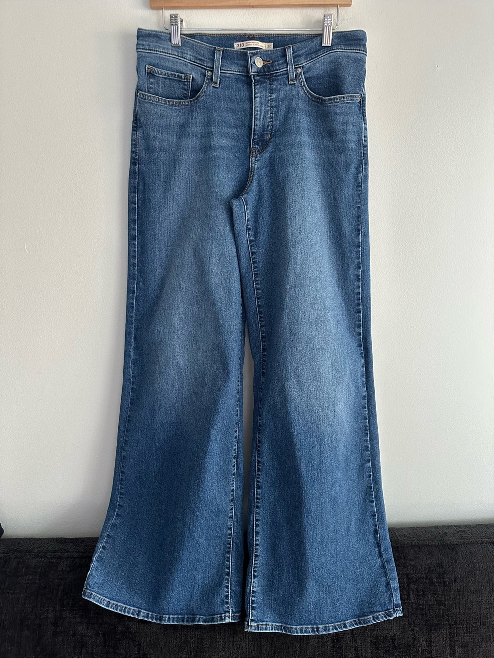 Levi's 318 Shaping Wide Leg Dark Blue Jeans Size 30